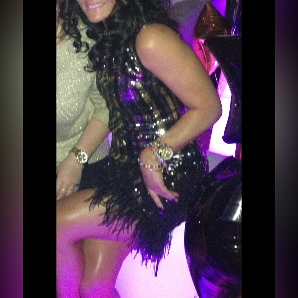 Sequin and Feather cocktail dress